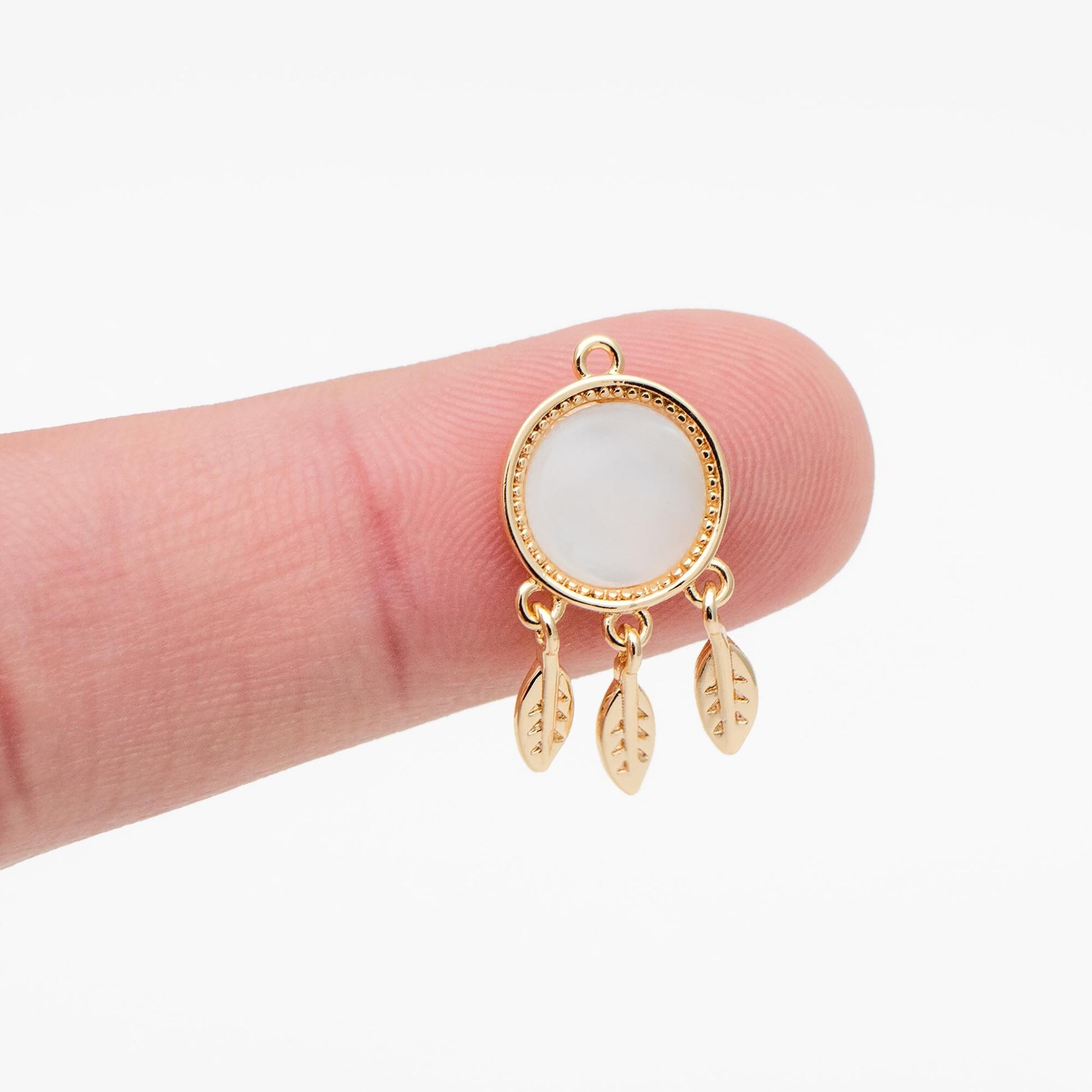 4pcs Gold Dreamcatcher Charms, 18K Gold plated Brass, Dainty Earring Charms (GB-4639)