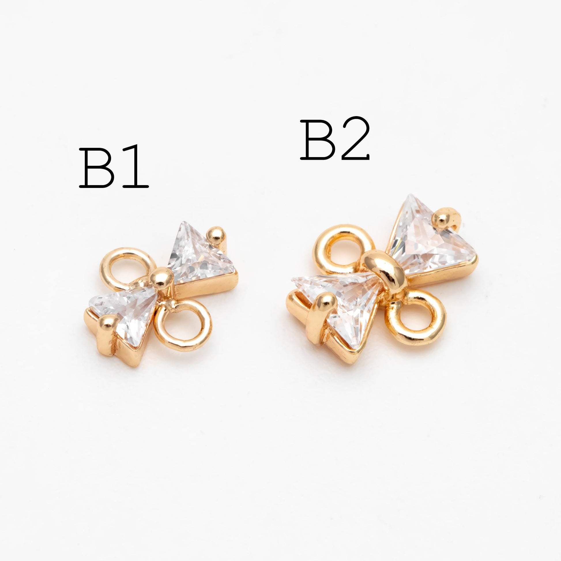 10pcs CZ pave Gold Bow Knot/ Rectangle/ Marquise Connector , Gold Plated Geometric Connector Charms (GB-2947)