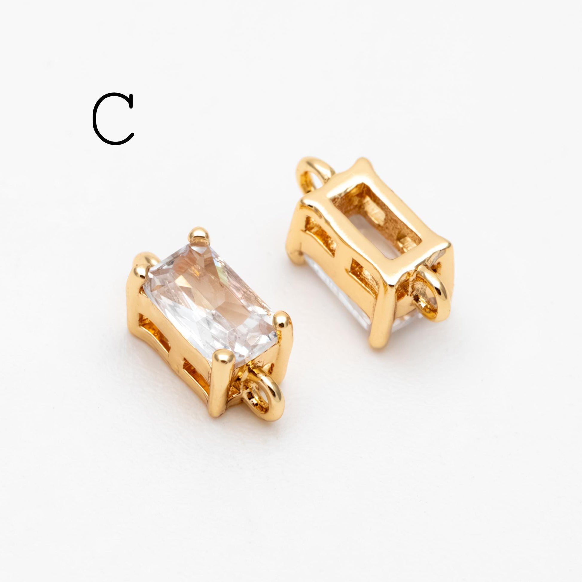 10pcs CZ pave Gold Bow Knot/ Rectangle/ Marquise Connector , Gold Plated Geometric Connector Charms (GB-2947)