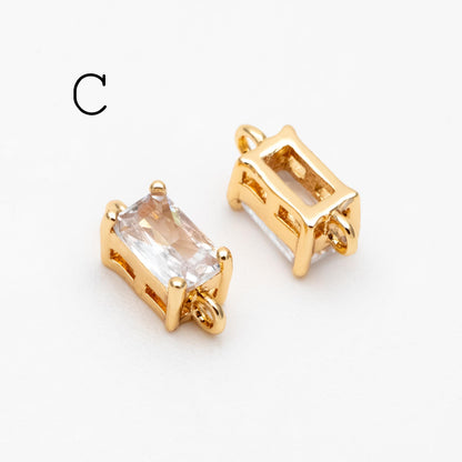 10pcs CZ pave Gold Bow Knot/ Rectangle/ Marquise Connector , Gold Plated Geometric Connector Charms (GB-2947)