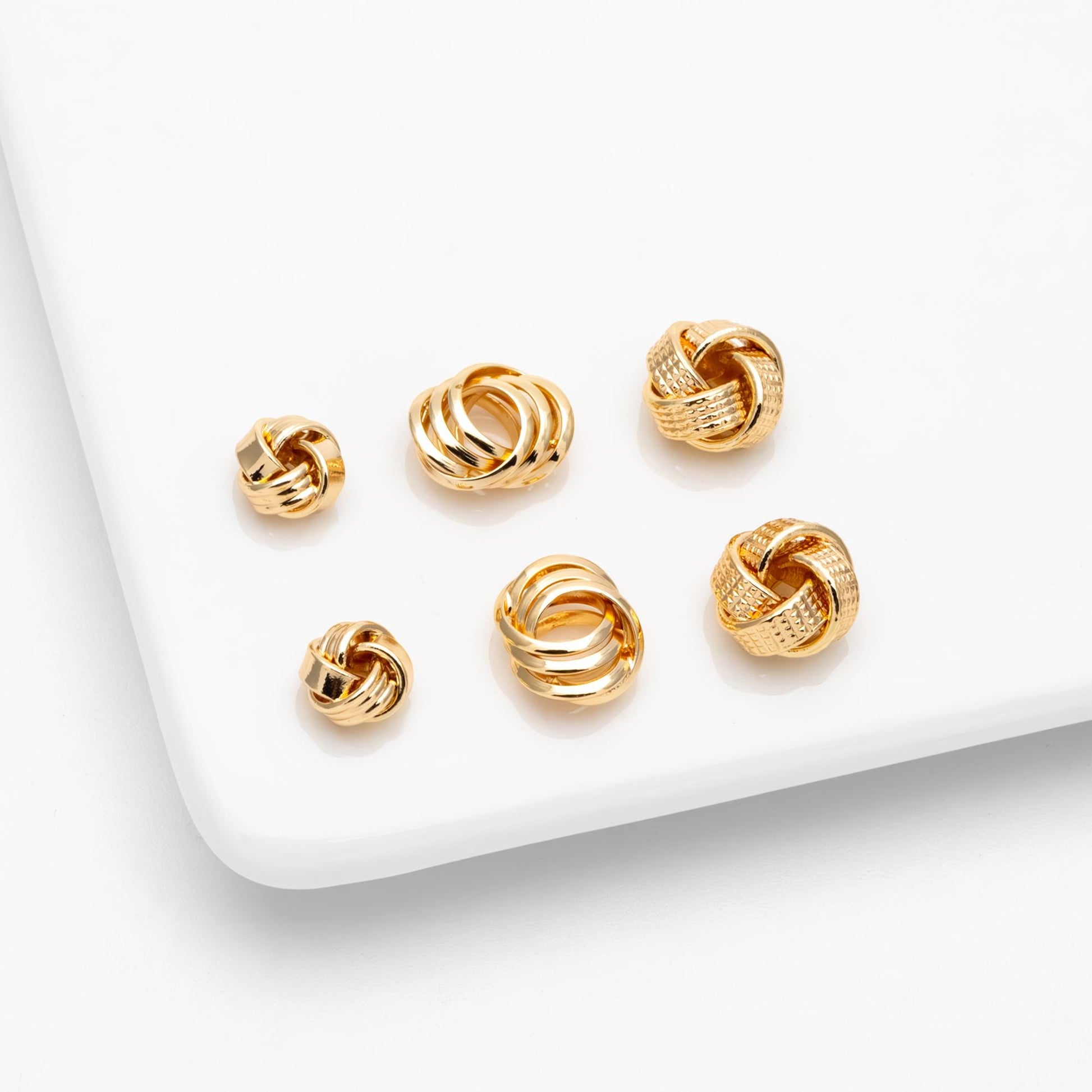 10pcs Gold Knot Spacer Beads , Gold plated Brass, Jewelry Making Supplies Wholesale (GB-3715)