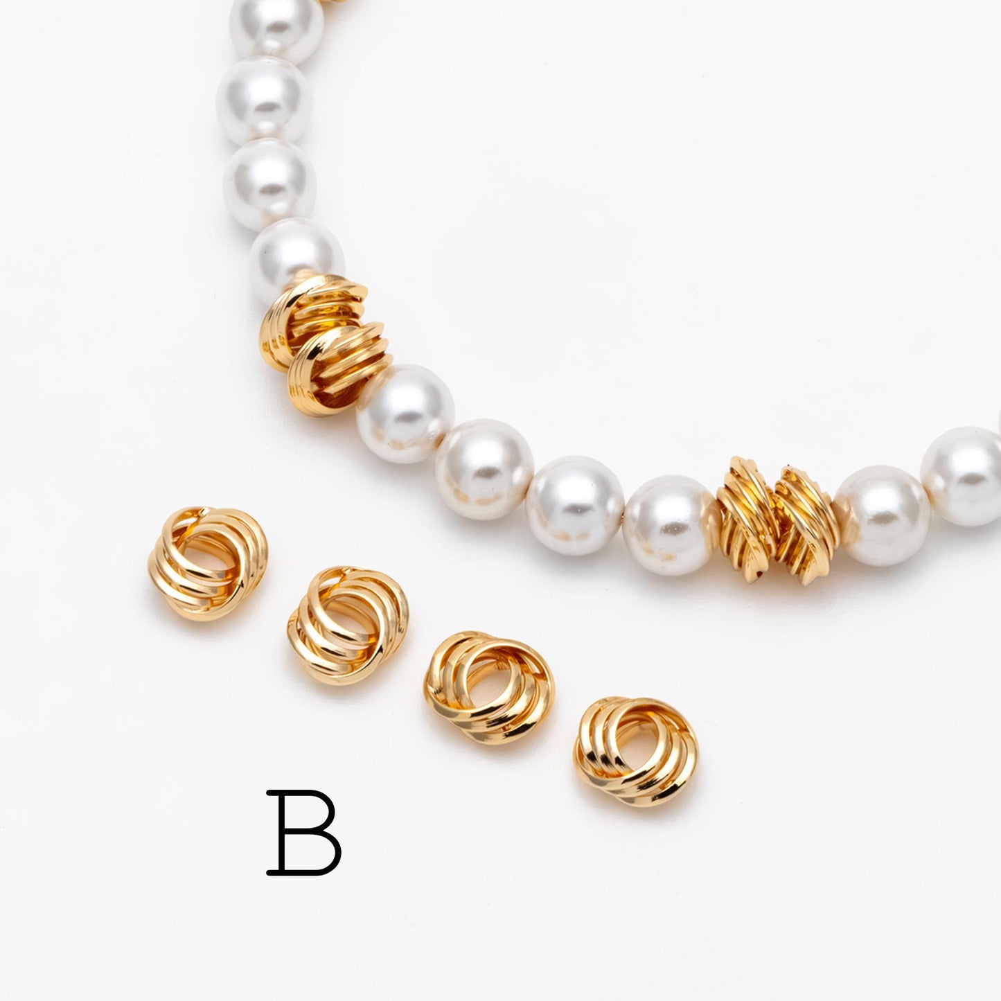 10pcs Gold Knot Spacer Beads , Gold plated Brass, Jewelry Making Supplies Wholesale (GB-3715)