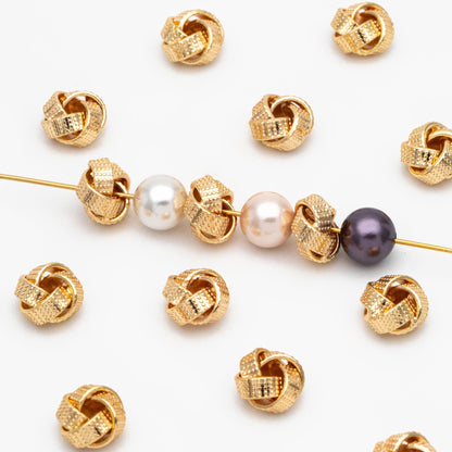 10pcs Gold Knot Spacer Beads , Gold plated Brass, Jewelry Making Supplies Wholesale (GB-3715)