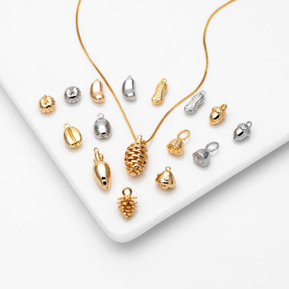 10pcs Gold/ Silver Nut Charms , 18K Gold/ Rhodium plated Brass, Jewelry Making, Diy Material, Jewelry Supplies (GB-4589)