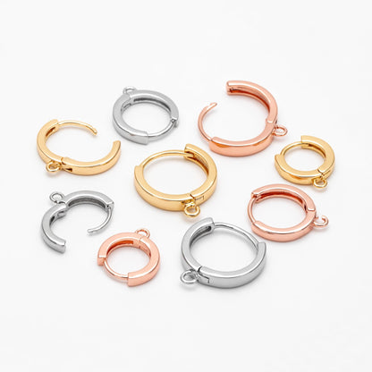 10pcs Round Hoop Earrings 12/ 14 /16mm, Gold/ Silver/ Rose Gold, Huggie Earring Findings, Leverback Earwire Hooks Wholesale (GB-989)