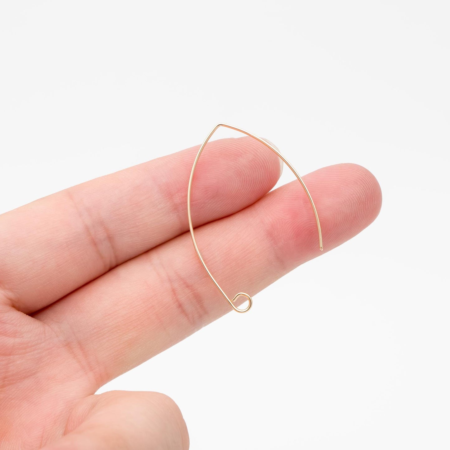 10pcs Gold plated Brass Ear Hooks 39mm, Simple Big Earwires Earring Components (GB-947-C)
