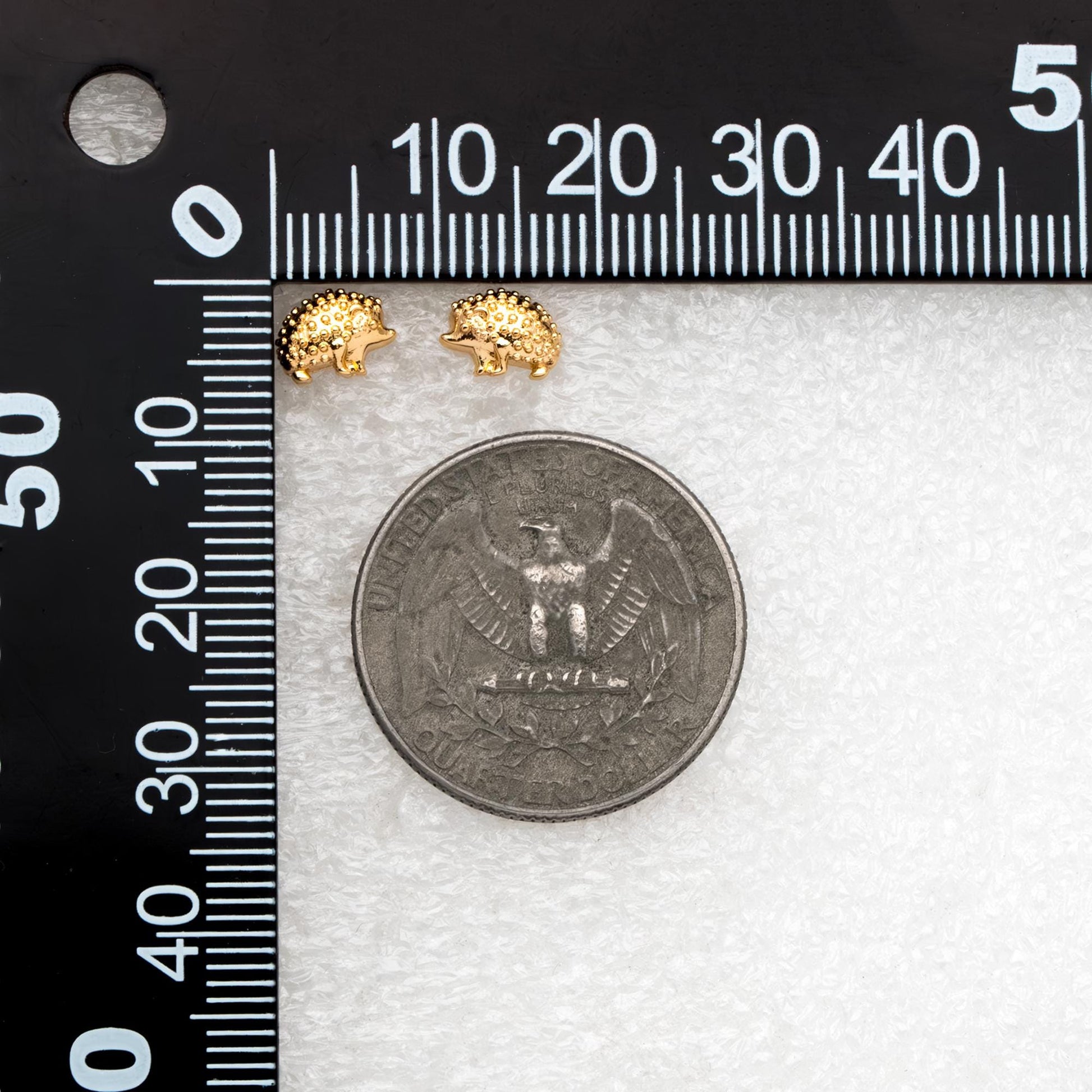 10pcs Gold/ Silver Tone Hedgehog Earrings, 18K Gold/ Rhodium Plated Brass, Minimalist Animal Stud Earring (GB-4674)