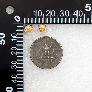 10pcs Gold/ Silver Tone Hedgehog Earrings, 18K Gold/ Rhodium Plated Brass, Minimalist Animal Stud Earring (GB-4674)