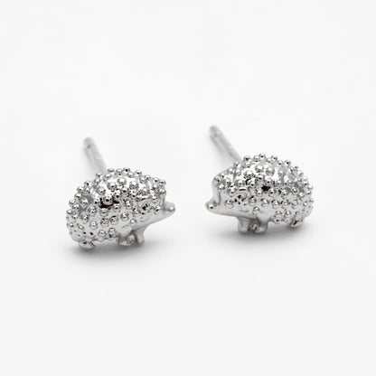 10pcs Gold/ Silver Tone Hedgehog Earrings, 18K Gold/ Rhodium Plated Brass, Minimalist Animal Stud Earring (GB-4674)