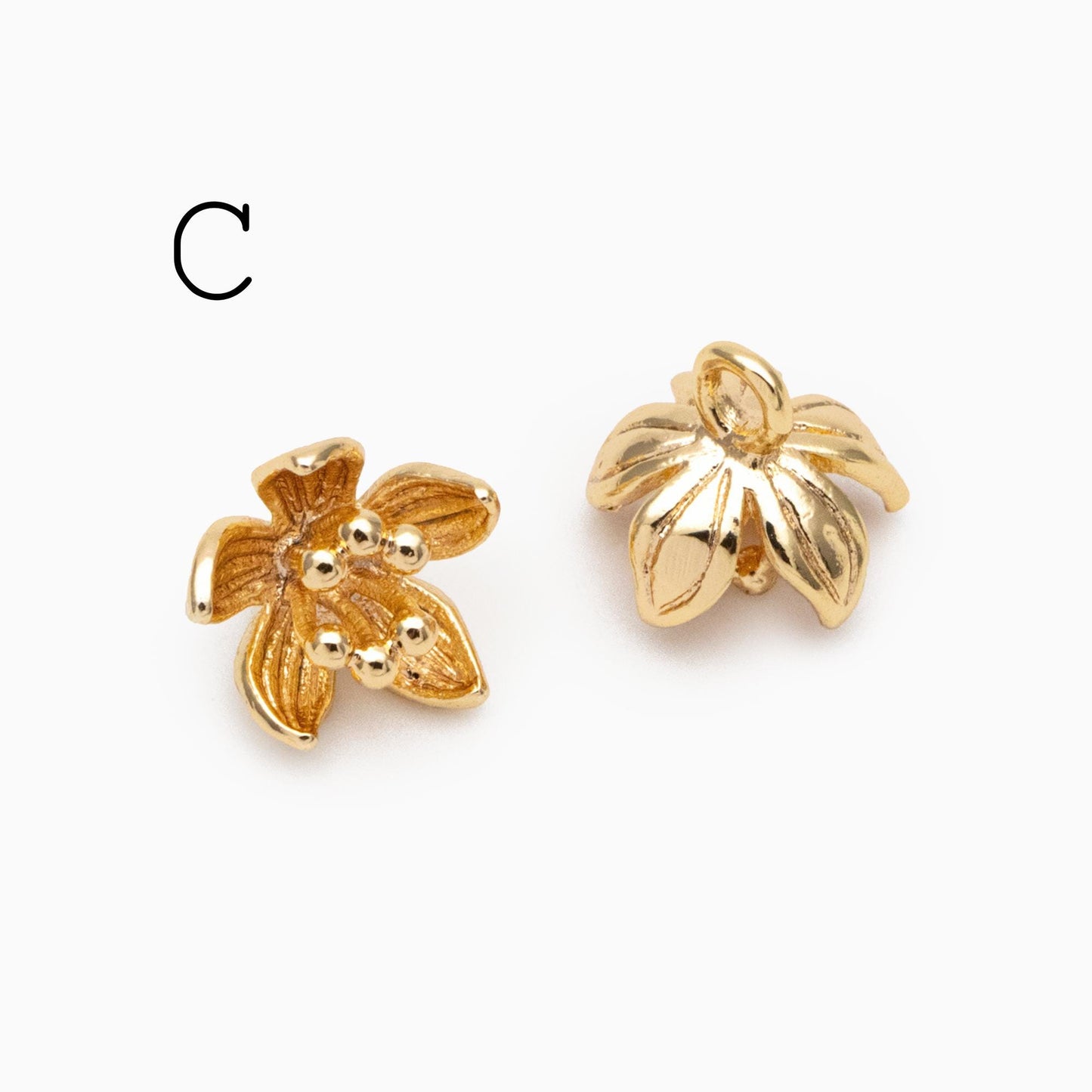 10pcs Gold/ Silver Tone Flower Bud Charms , 18K Gold plated Brass, Dainty Earring Charms (GB-1103)