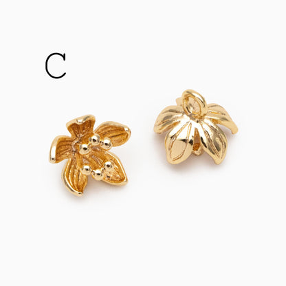 10pcs Gold/ Silver Tone Flower Bud Charms , 18K Gold plated Brass, Dainty Earring Charms (GB-1103)