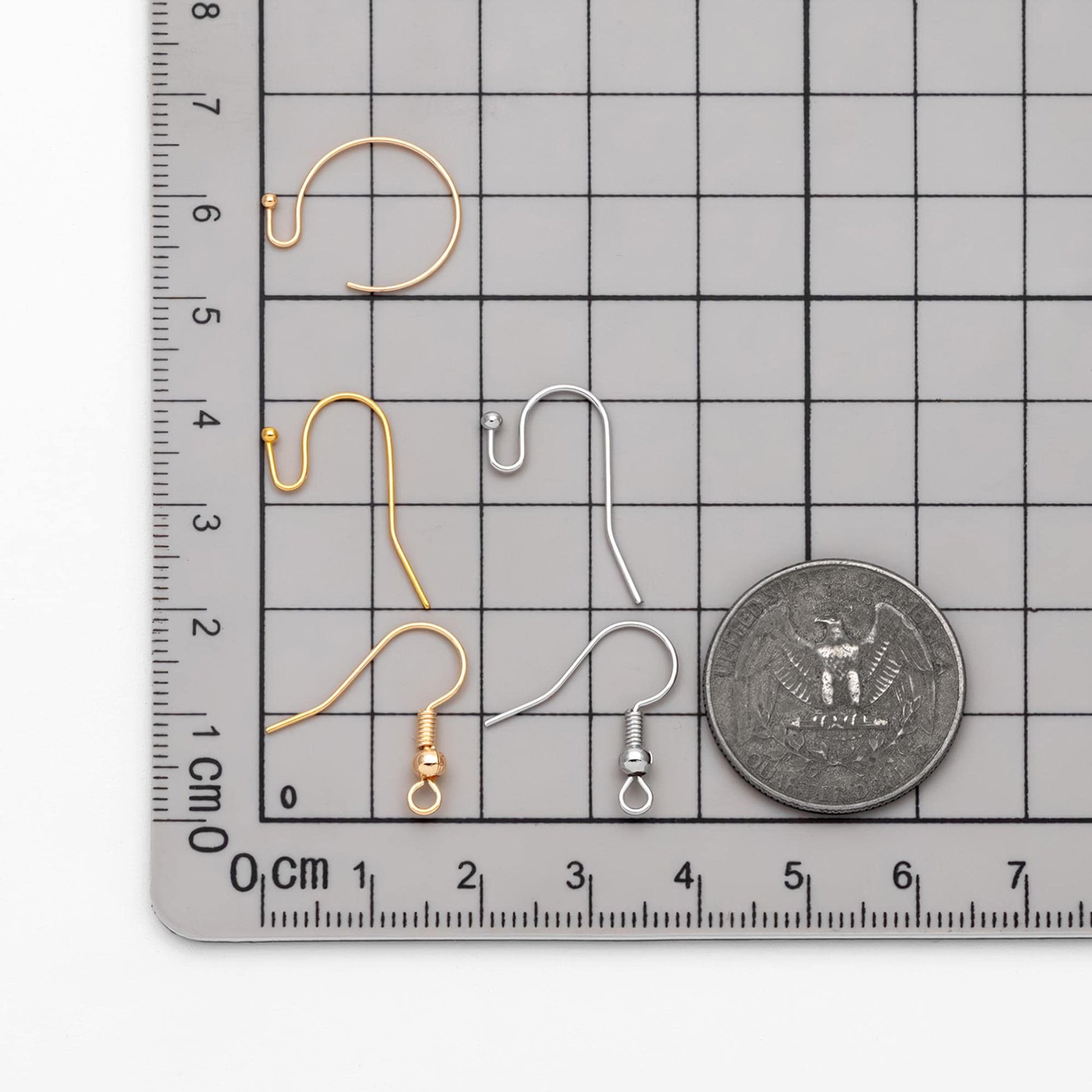 20pcs Gold/ Silver Earring Hooks, Real Gold/ Rhodium Plated Brass, Simple Earwires (GB-025)