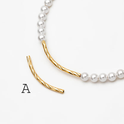 20pcs Gold/ Silver Tone Curved Tube Beads, Metal Bar Spacer Beads (GB-046)