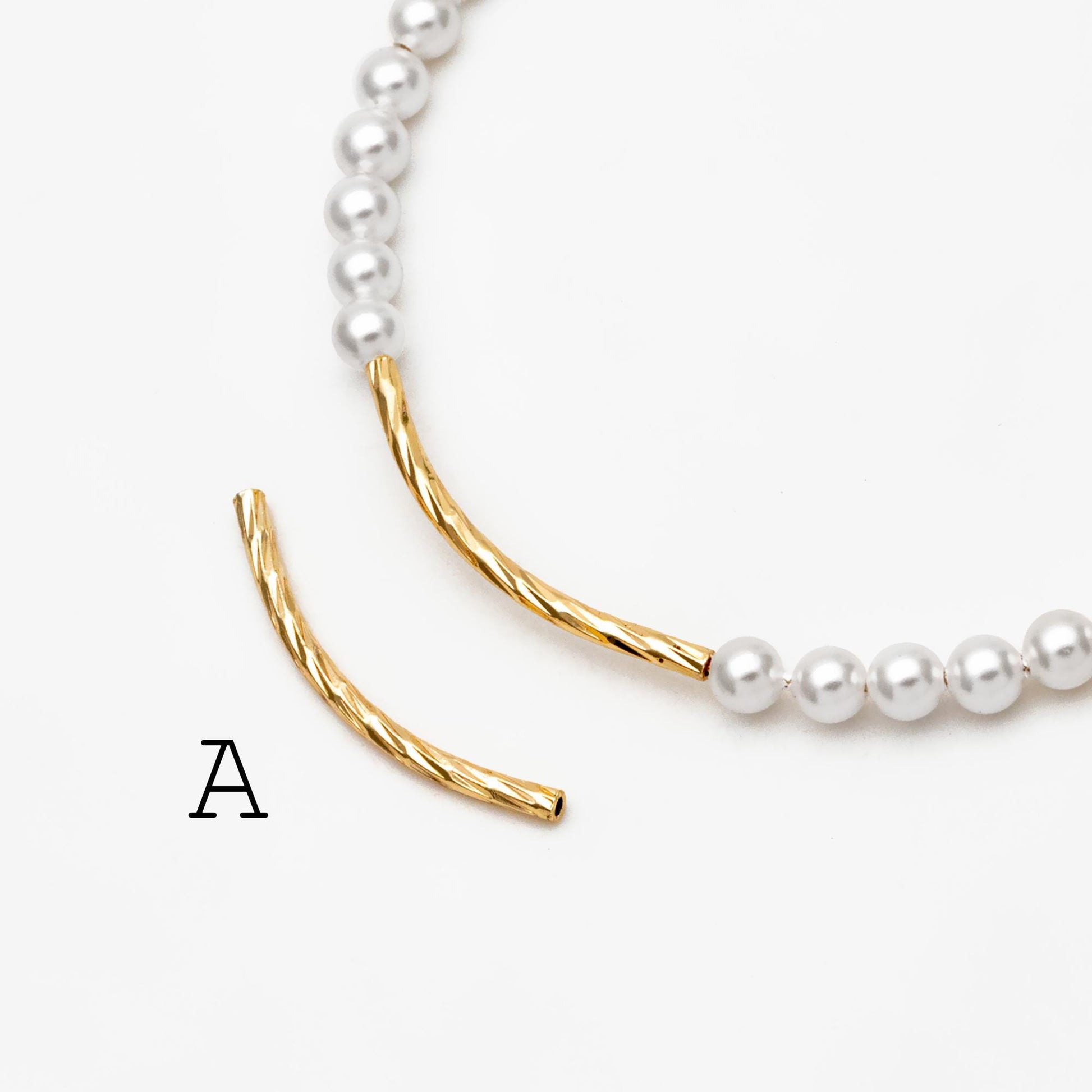 20pcs Gold/ Silver Tone Curved Tube Beads, Metal Bar Spacer Beads (GB-046)