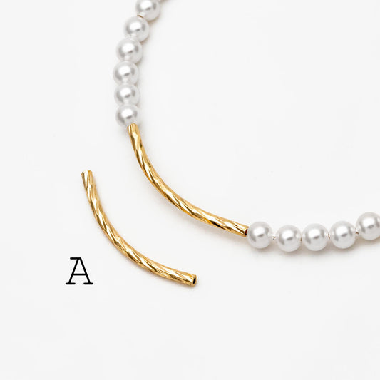 20pcs Gold/ Silver Tone Curved Tube Beads, Metal Bar Spacer Beads (GB-046)