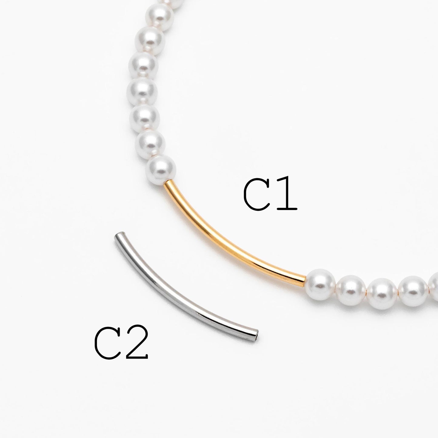 20pcs Gold/ Silver Tone Curved Tube Beads, Metal Bar Spacer Beads (GB-046)