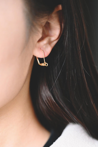 20pcs Minimalist Leverback Ear Hooks, Gold/ Rhodium(silver)/ Rose Gold, Hoop Earring Components, Huggie Ear Wires (GB-475)