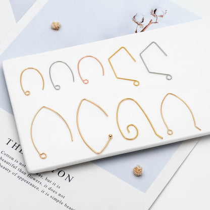 10pcs Gold/ Silver/ Rose Gold Brass Ear Hooks 20x14mm, Simple Earwires Earring Components (GB-947)