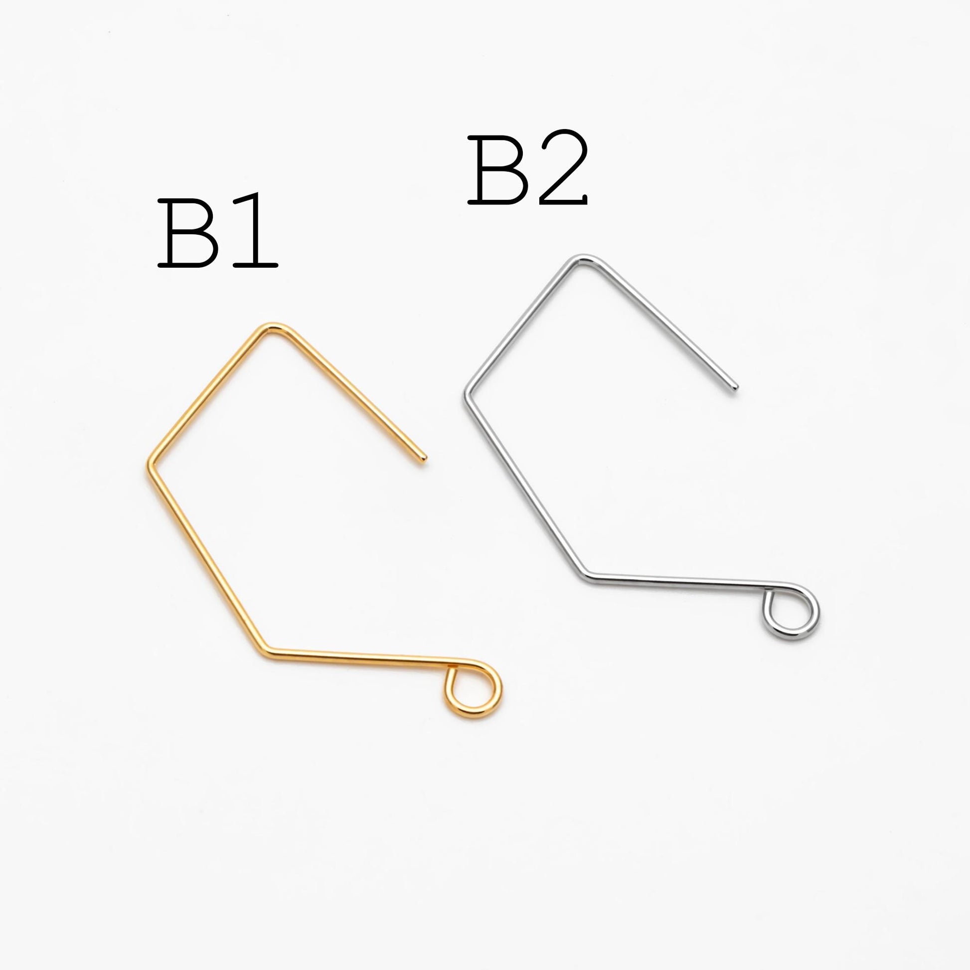 10pcs Gold/ Silver/ Rose Gold Brass Ear Hooks 20x14mm, Simple Earwires Earring Components (GB-947)