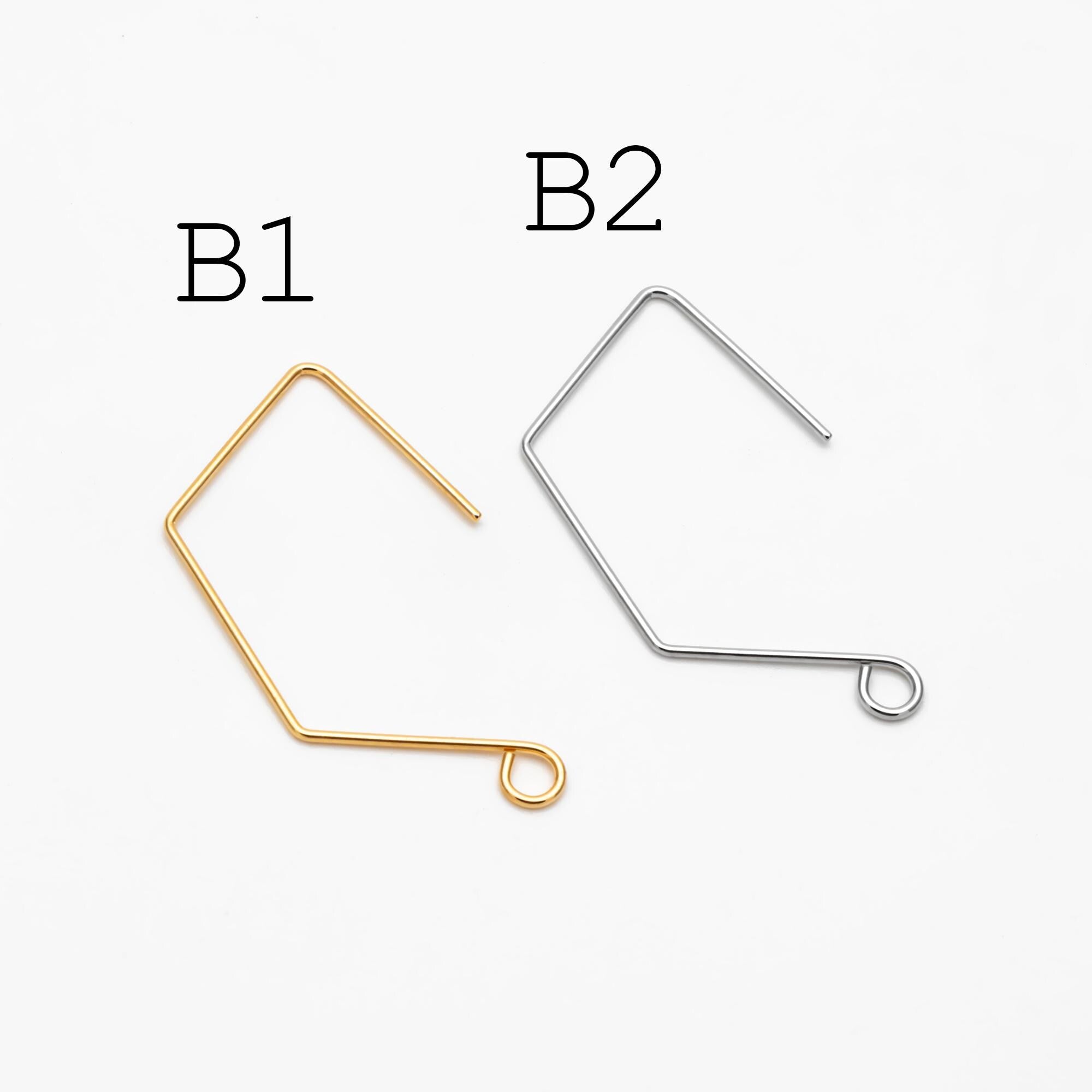 10pcs Gold/ Silver/ Rose Gold Brass Ear Hooks 20x14mm, Simple Earwires Earring Components (GB-947)