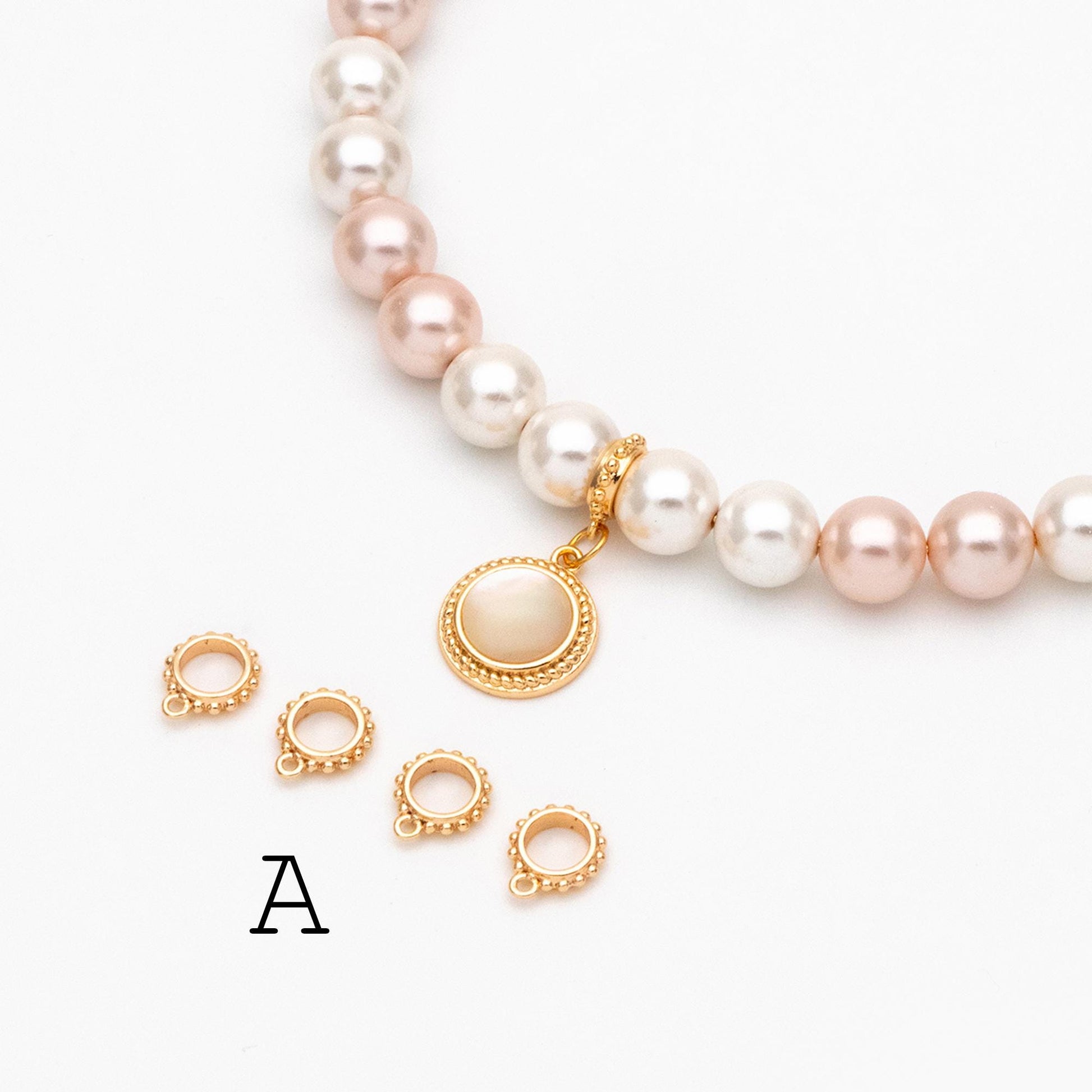 10pcs Gold/ Silver Bail Beads, Bail Charm Holder Spacer with Loop, Tube Bails, Cord Bails, Slider Bails, Spacer Ring (GB-1328)