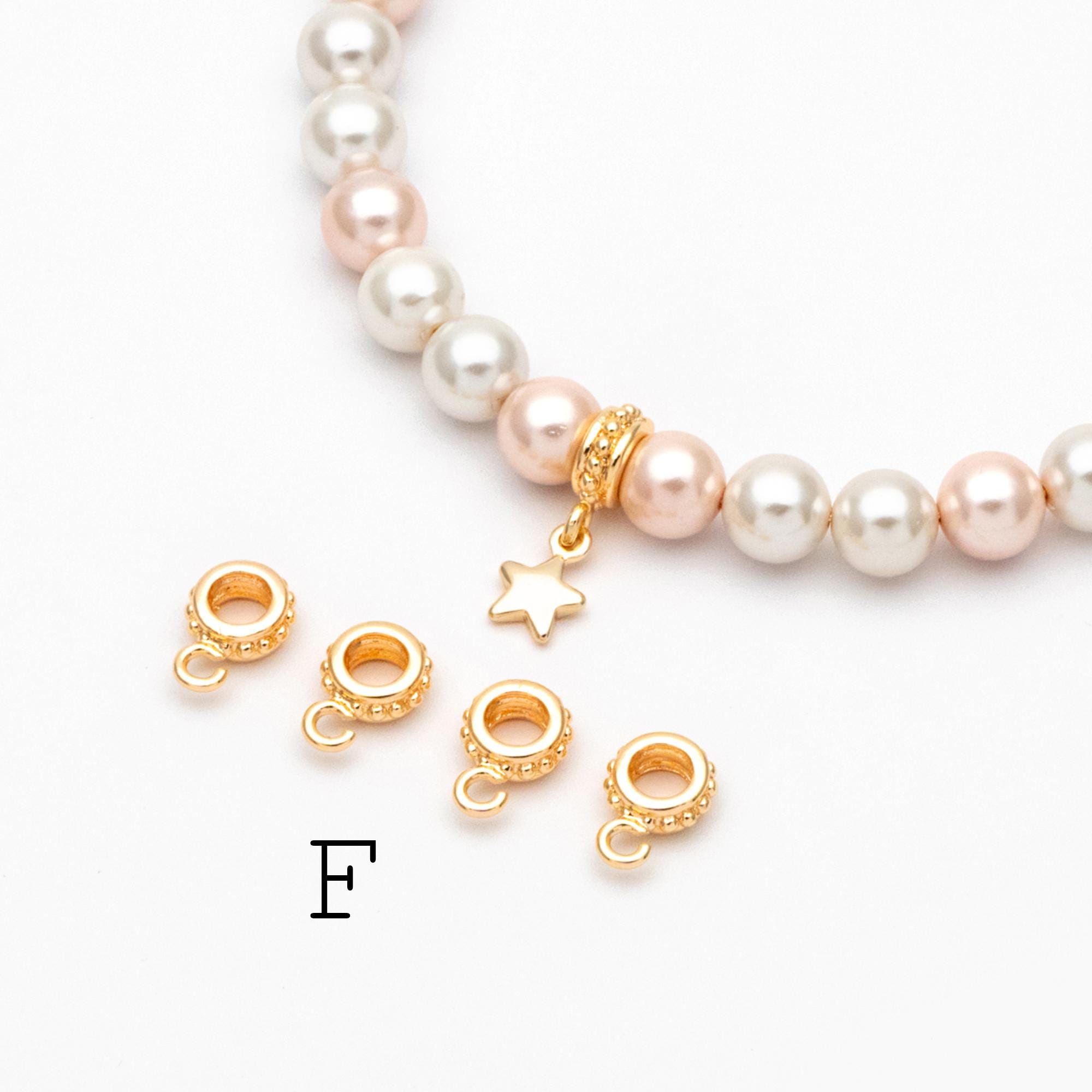 10pcs Gold/ Silver Bail Beads, Bail Charm Holder Spacer with Loop, Tube Bails, Cord Bails, Slider Bails, Spacer Ring (GB-1328)