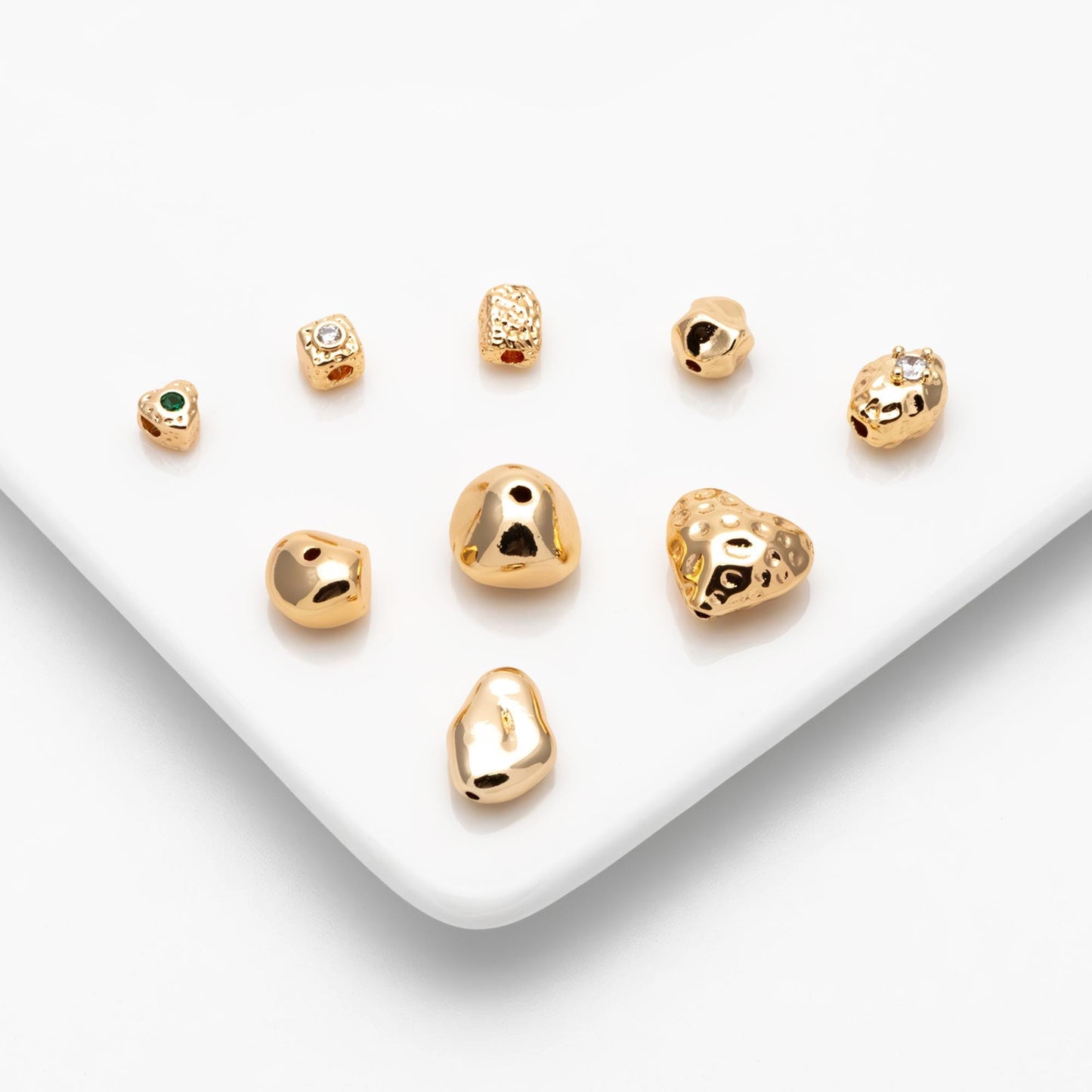 10pcs Gold Spacer Beads, Gold plated Brass, Jewelry Making, Diy Material, Jewelry Supplies (GB-2956)