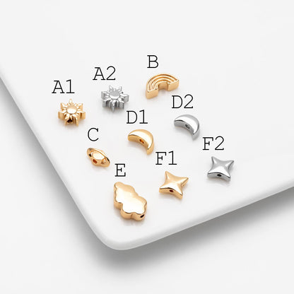 10pcs Gold/ Silver Spacer Beads, Gold/ Rhodium plated Brass Spacer Beads, Celestial Beads (GB-2964)