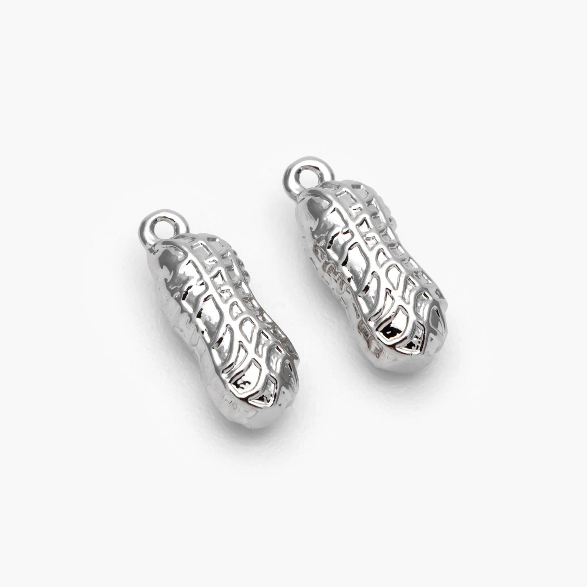 10pcs Gold/ Silver Peanut Charms , 18K Gold/ Rhodium plated Brass, Jewelry Making, Diy Material, Jewelry Supplies (GB-4589-F)
