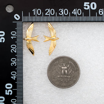 10pcs Gold/ Silver Tone Swallow Earrings, 18K Real Gold/ Rhodium Plated Brass, Bird Stud Earrings (GB-4675)