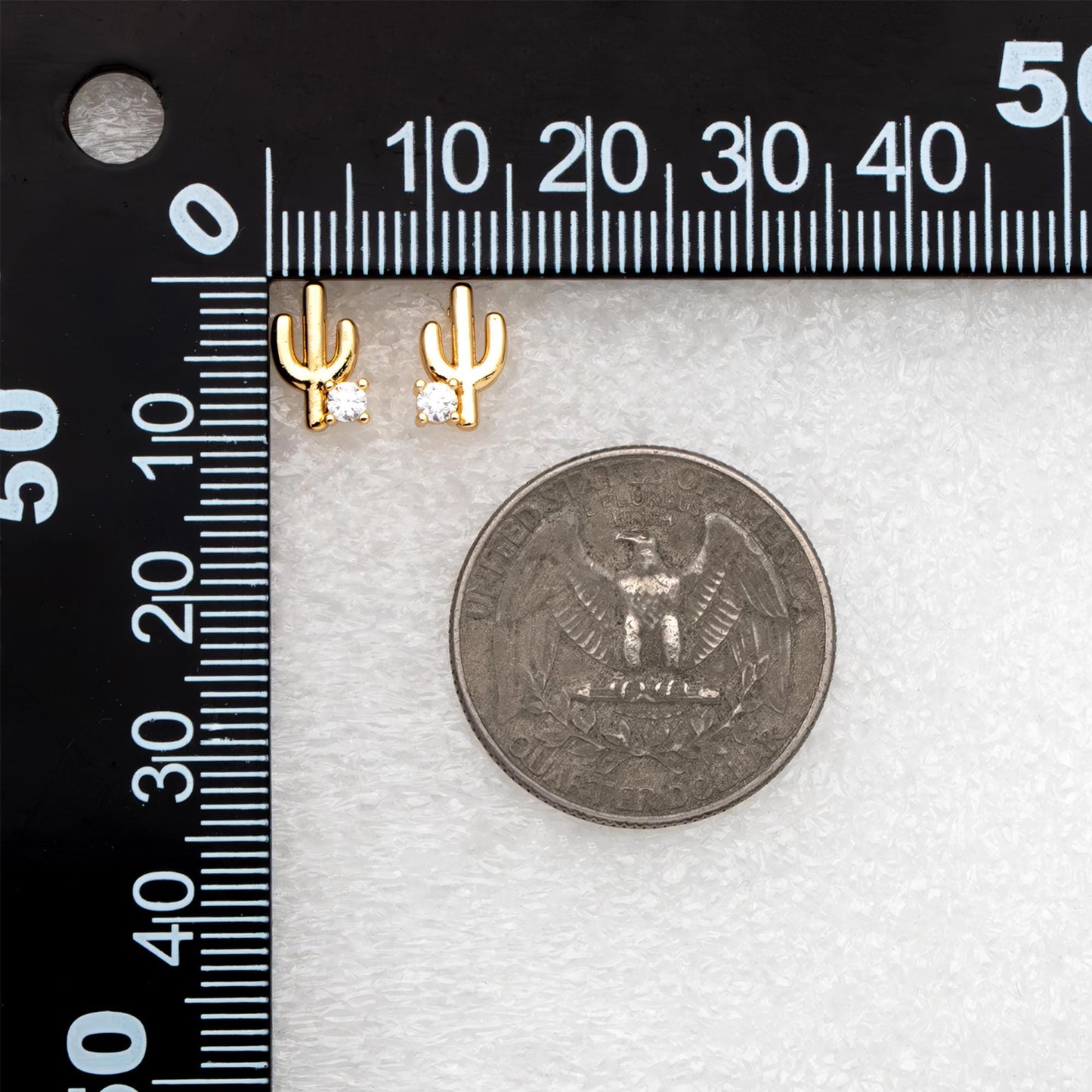 10pcs CZ Pave Gold/ Silver Cactus Stud Earrings, 18K Gold/ Rhodium plated Brass, Minimalist Stud Earring (GB-4676)