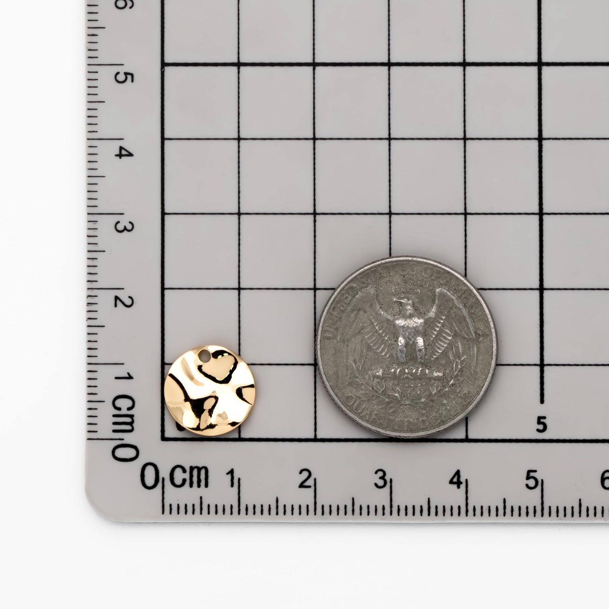 10pcs Hammered Disc Charms 12mm, Polished Gold plated Brass Tags, Round Disk Pendants (GB-402-A)