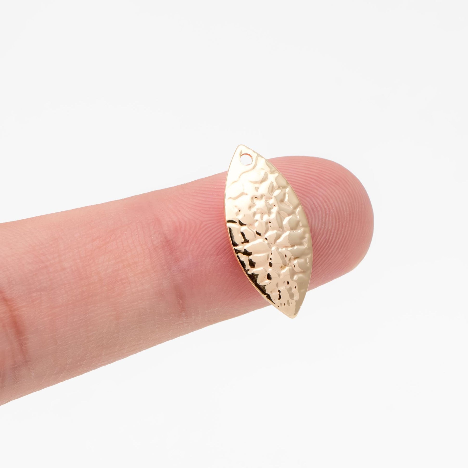 10pcs Gold Textured Marquise Charms, Real Gold plated Brass Horse Eye Charm (GB-1404-B)