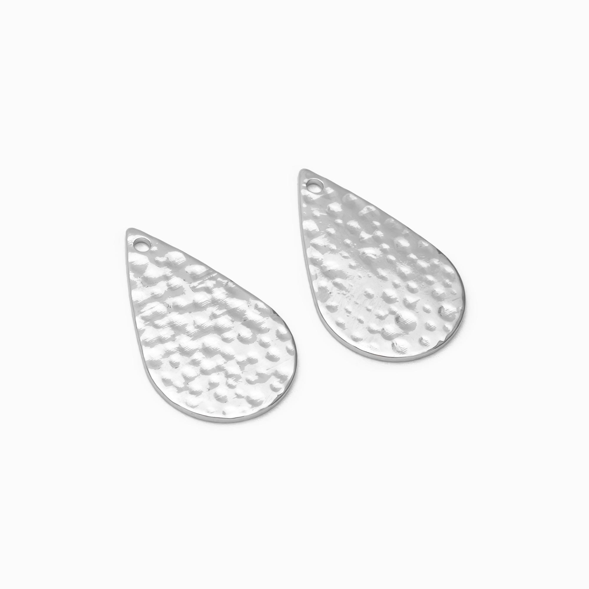 10pcs Gold/ Silver tone Hammered Teardrop Pendants 22mm, Gold/ Rhodium plated Brass, Geometric Disk Charms (GB-1404-E)