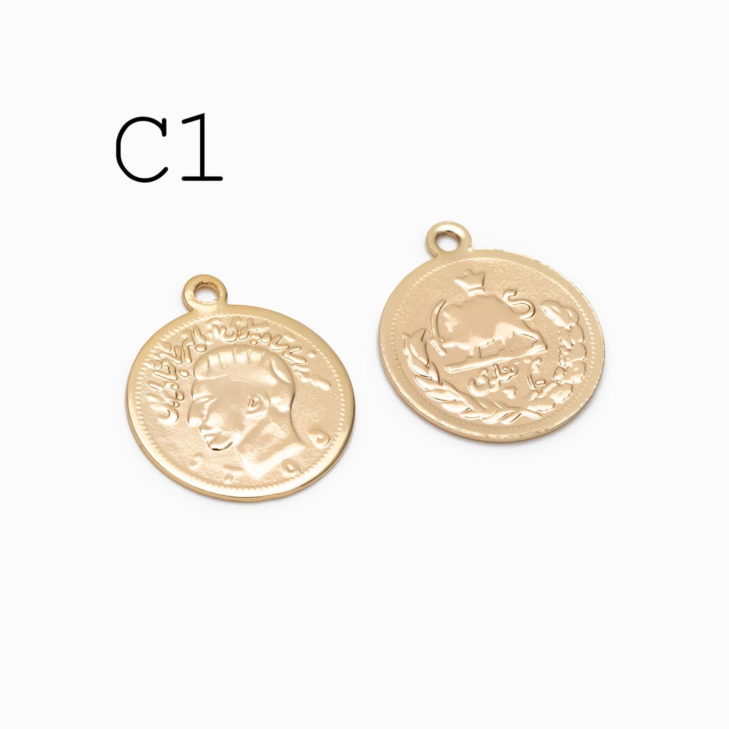 10pcs Gold/ Silver Round Coin Charms, Gold/ Rhodium plated Brass Disk Pendants, Jewelry Supplies (GB-1746)