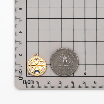 4pcs Gold Talisman Charm, 16mm, lucky charm, Lucky Medallion Pendant for Necklace Jewelry Making Supply (GB-1766-B)