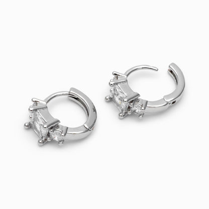 4pcs CZ Pave Square Hoop Earrings 12mm, Dainty Huggie Earrings, Minimalist Earring, Small Gold Hoops Earring (GB-3477-E)