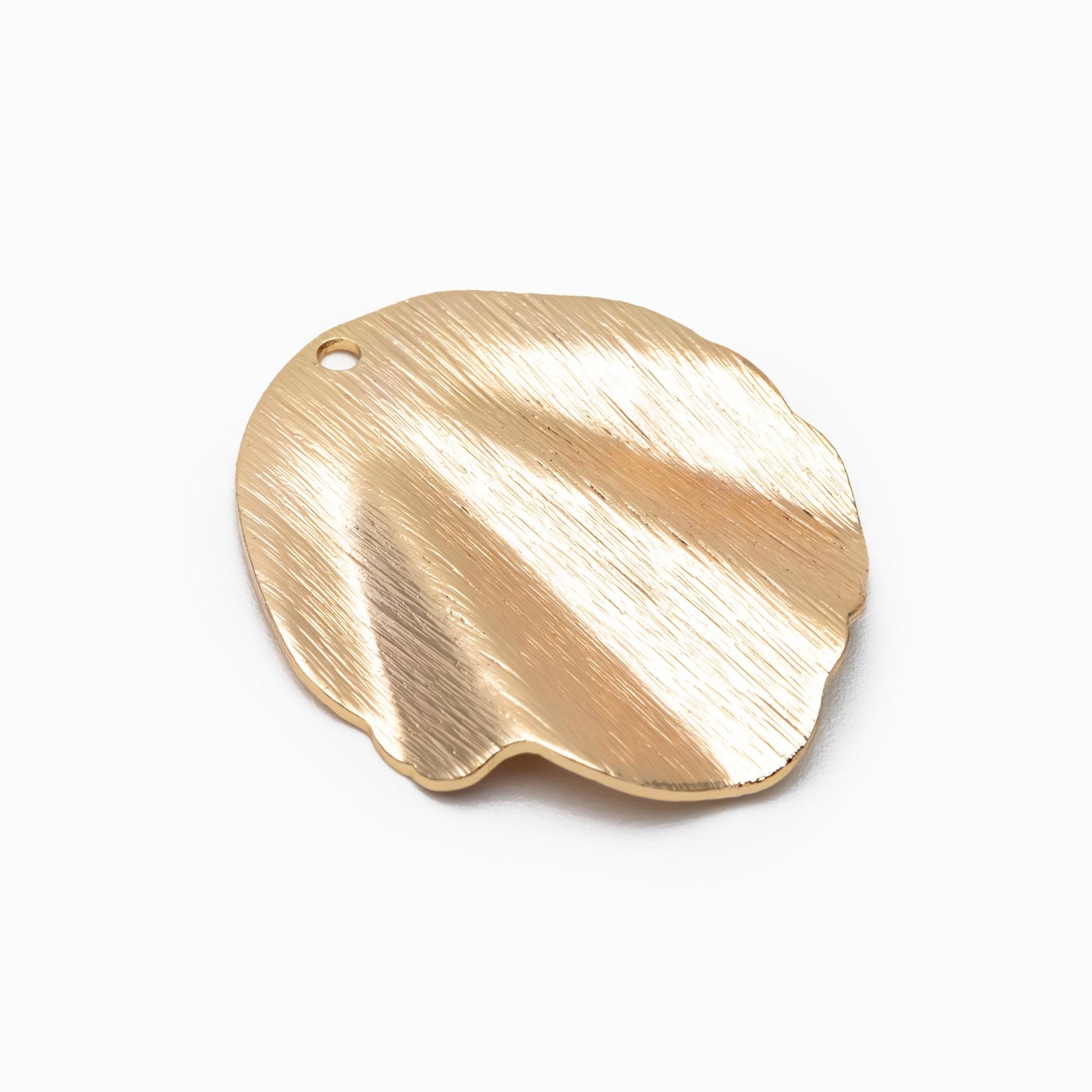 10pcs Gold waved Charms 30/ 35mm, Polished Gold plated Brass Pendants (GB-3817-M)