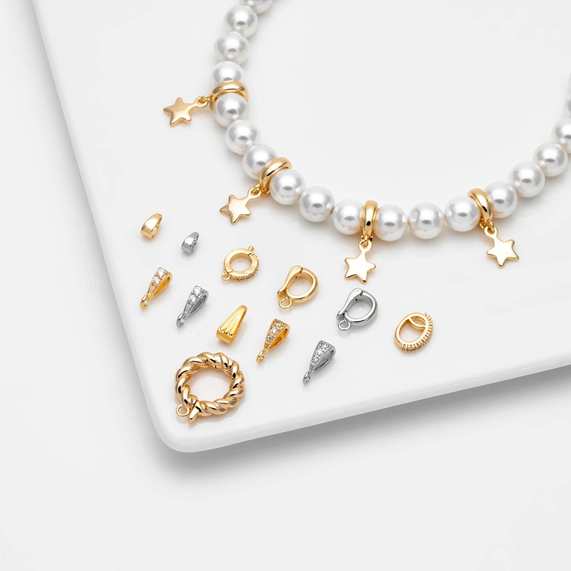 10pcs Gold/ Silver Tone Bail Connector, Gold/ Rhodium Plated Bails, Small Bail, Jewelry Bail, Pendant Bails, Metal Bails (GB-1468)