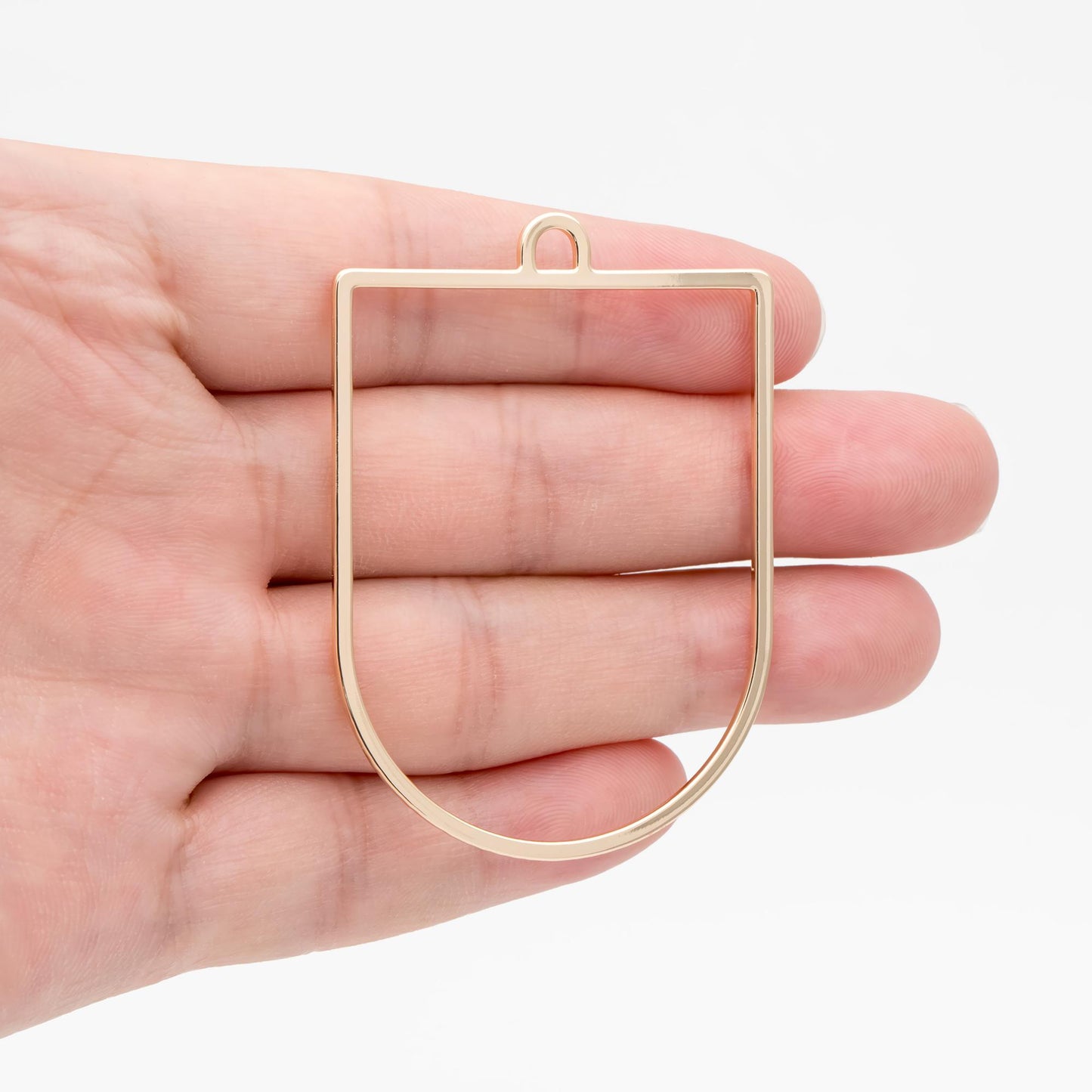 10pcs Gold Geometric Pendant,55x40mm, D Shaped Pendant, 18K Gold plated Brass (GB-1441)