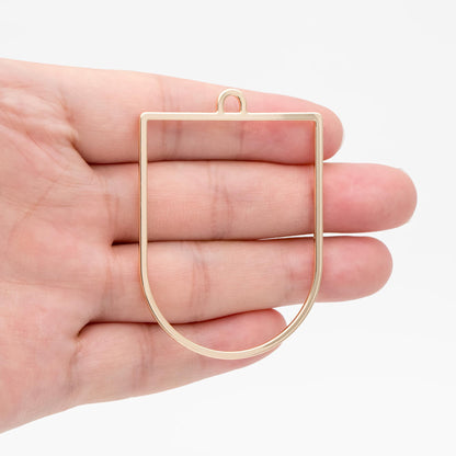 10pcs Gold Geometric Pendant,55x40mm, D Shaped Pendant, 18K Gold plated Brass (GB-1441)