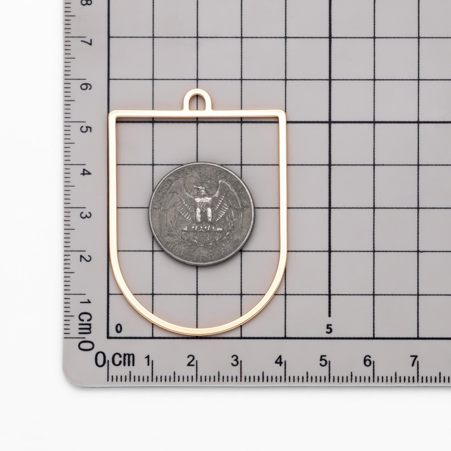 10pcs Gold Geometric Pendant,55x40mm, D Shaped Pendant, 18K Gold plated Brass (GB-1441)