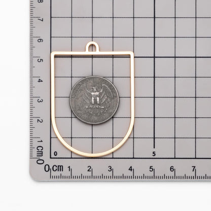 10pcs Gold Geometric Pendant,55x40mm, D Shaped Pendant, 18K Gold plated Brass (GB-1441)