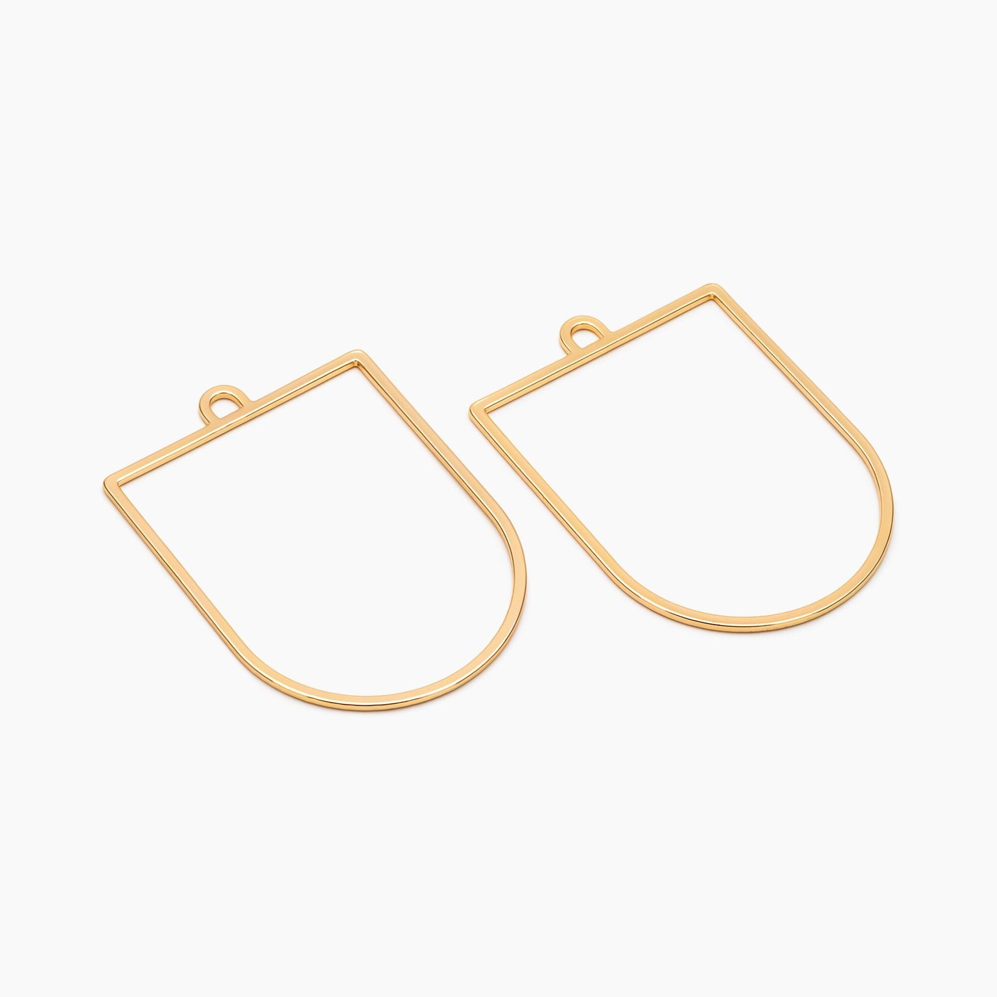 10pcs Gold Geometric Pendant,55x40mm, D Shaped Pendant, 18K Gold plated Brass (GB-1441)