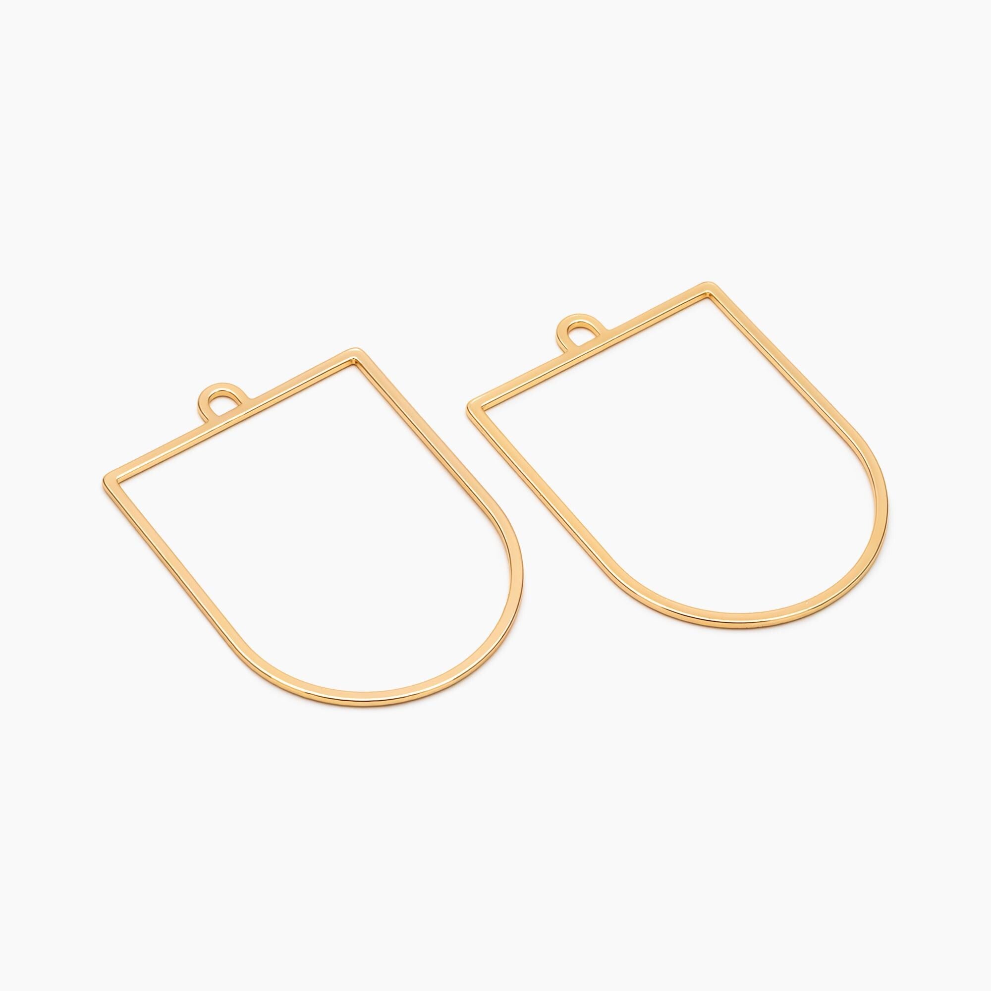 10pcs Gold Geometric Pendant,55x40mm, D Shaped Pendant, 18K Gold plated Brass (GB-1441)