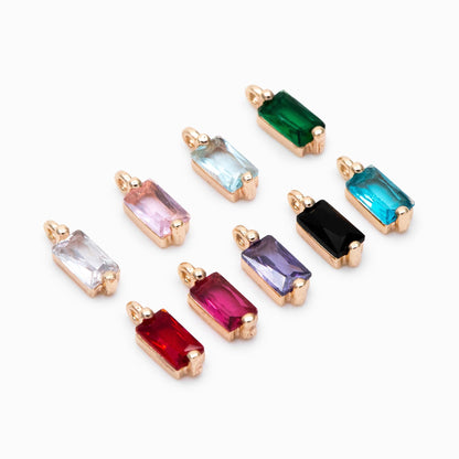 10pcs Glass Pave Gold Rectangle Charm, Earring Findings, Jewelry Making, Jewelry Supplies (GB-3126)