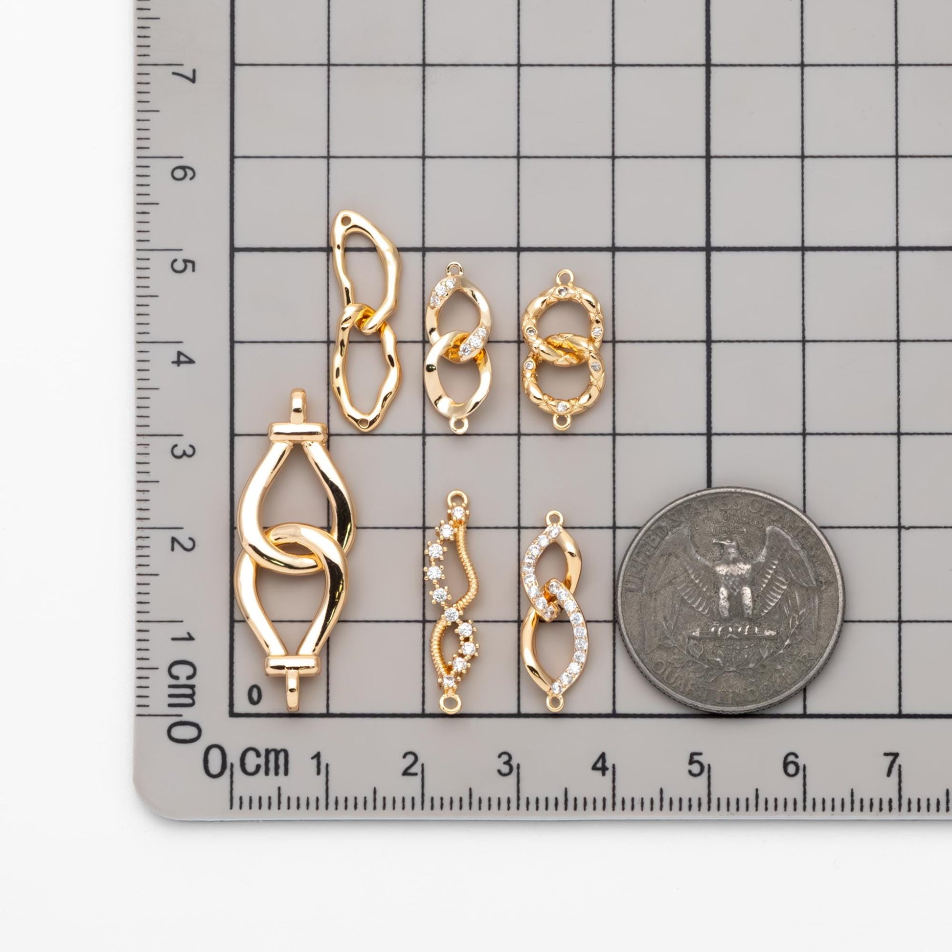 4pcs Gold Chain Connector Links, Bracelet Connector, Earring Findings, Jewelry Making, Diy Material, Jewelry Supplies (GB-2197)