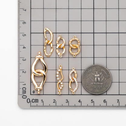 4pcs Gold Chain Connector Links, Bracelet Connector, Earring Findings, Jewelry Making, Diy Material, Jewelry Supplies (GB-2197)