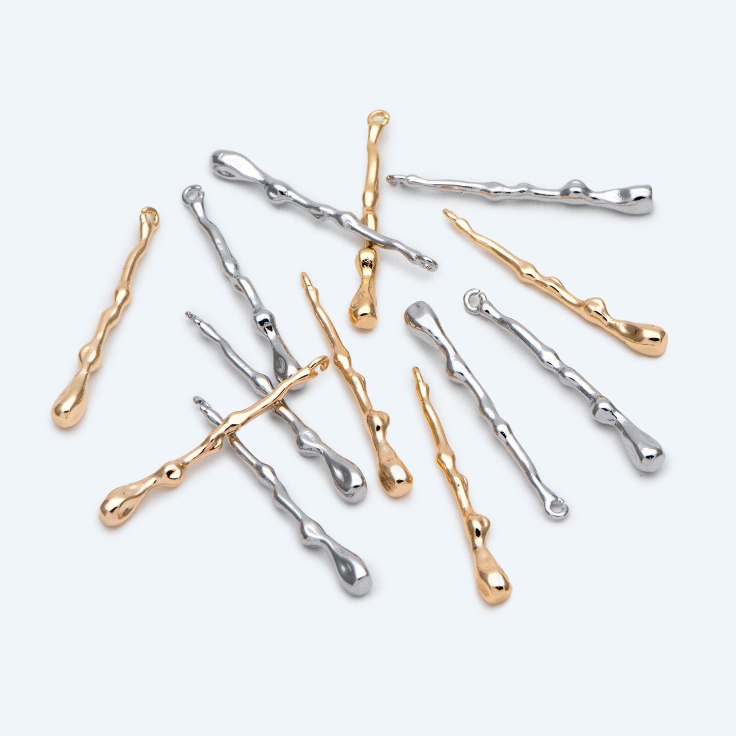 10pcs Gold/ Silver Tone Hammered Bar Charm, Jewelry Making, Diy Material, Jewelry Supplies (GB-2416)