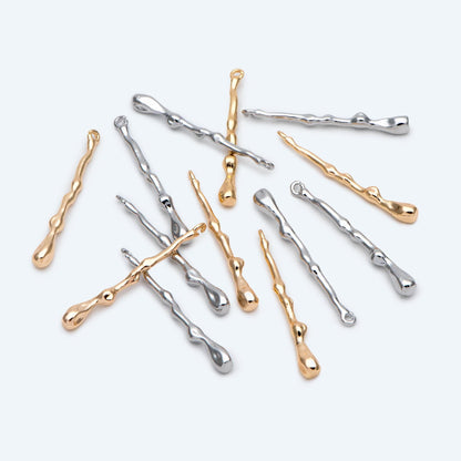 10pcs Gold/ Silver Tone Hammered Bar Charm, Jewelry Making, Diy Material, Jewelry Supplies (GB-2416)